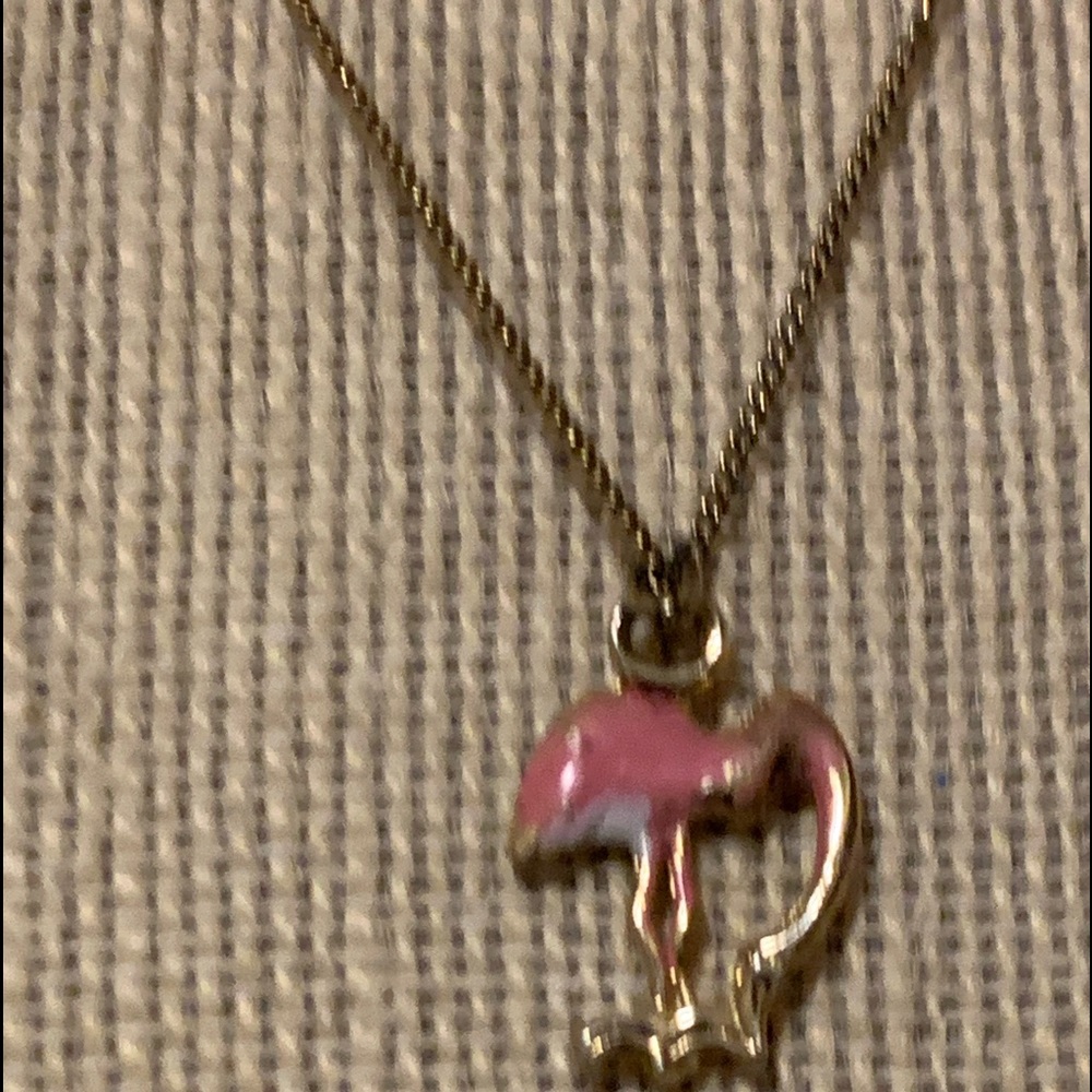 Pink flamingo golden necklace